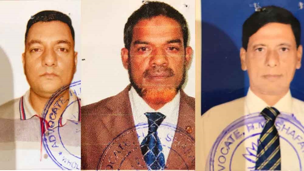 The missing men: Sayed Akidul Ali, left, Johirul Haque Khandaker, centre, and Korshed Alam Patwari [XEn News]