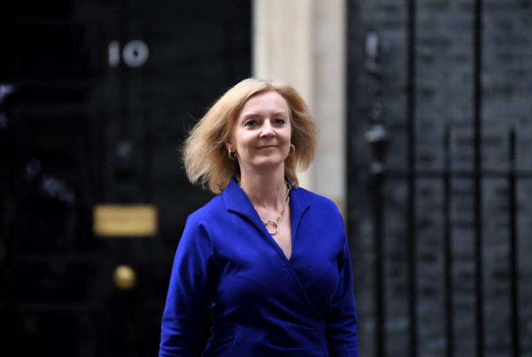 Britain's Foreign Secretary Liz Truss walking