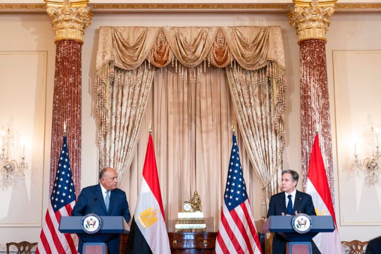Secretary of State Antony Blinken with Egyptian Foreign Minister Sameh Shoukry