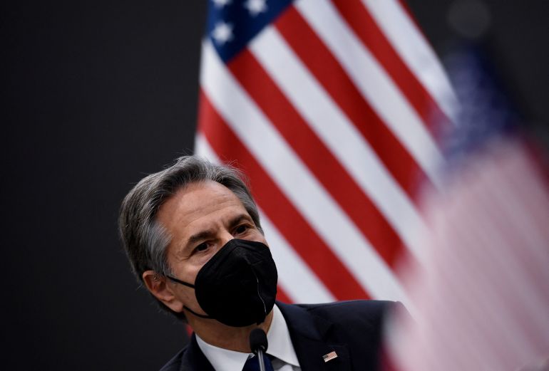 U.S. Secretary of State Antony Blinken participates at the Civil Society roundtable in Chisinau, Moldova