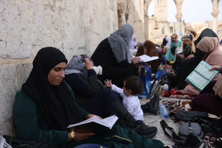 Palestinian worshippers at Al-Aqsa