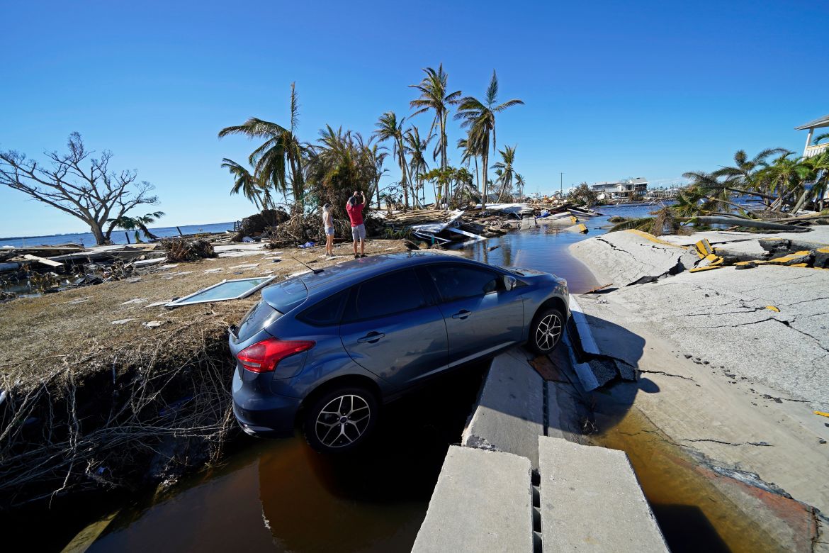 Destruction at the bridge leading to Pine Island is seen in the aftermath of Hurricane Ian in Matlacha