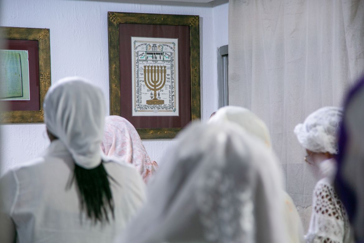 Ivorians pray facing east (Mizrah) during Shabbat services.