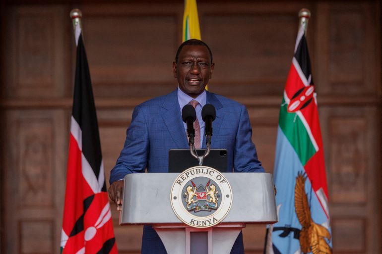 Kenya's President William Ruto speaks during a press conference at State House in Nairobi, Kenya