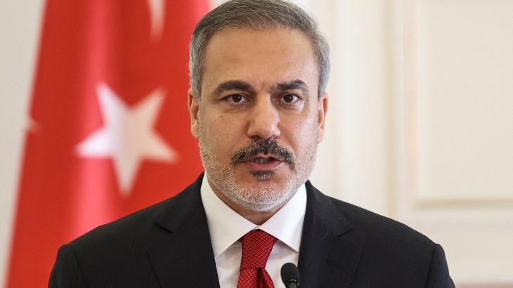 Turkish Foreign Minister Hakan Fidan attends a press conference at the Ministry of Foreign Affairs in Athens, Greece, November 8, 2024. REUTERS/Louisa Gouliamaki