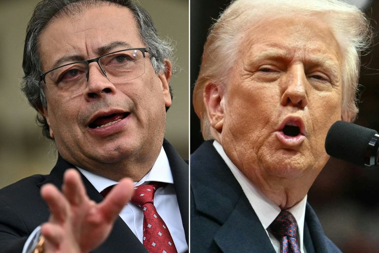 A combination of pictures shows Colombian President Gustavo Petro (L) and US President Donald Trump.