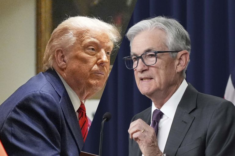A composite photo showing US President Donald Trump (L) and Federal Reserve Chairman Jerome Powell (R)
