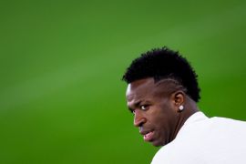 Real Madrid's Vinicius prepares to face Benfica in the Champions League