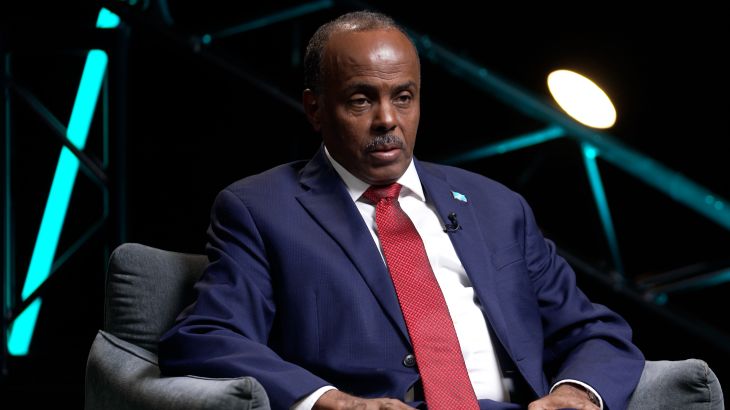 Somali Minister of State for Foreign Affairs Ali Omar sits for an interview with XEn News English. [XEn News]